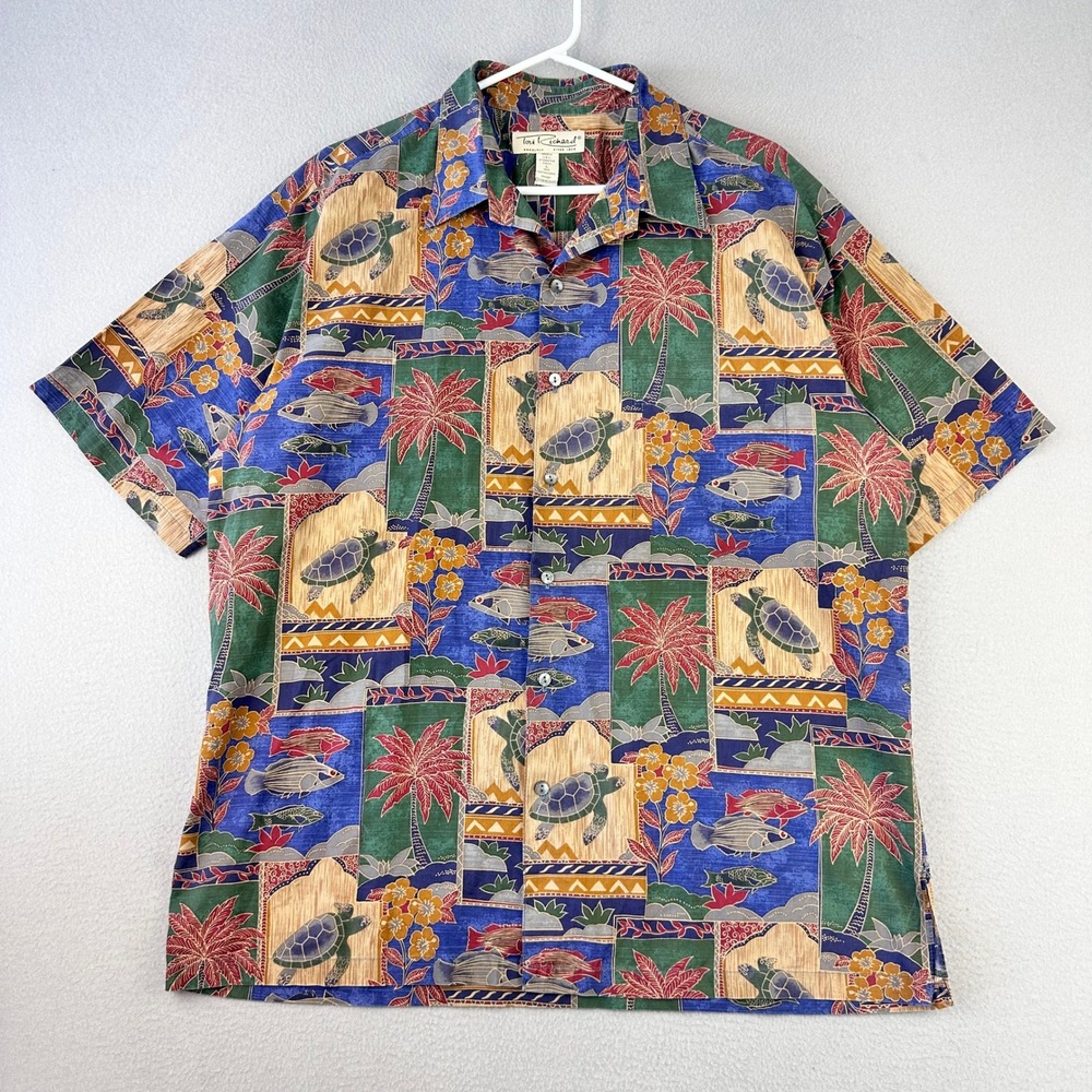 Vintage Tori Richard‎ Camp Shirt Mens Large Aloha Hawaiian Sea Turtle Fish Lawn